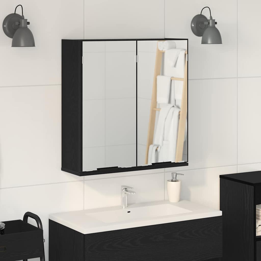 Bathroom Mirror Cabinet with Shelf Black oak 64 x 20 x 67 cm
