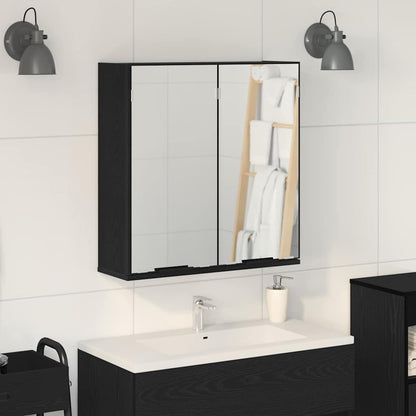 Bathroom Mirror Cabinet with Shelf Black oak 64 x 20 x 67 cm