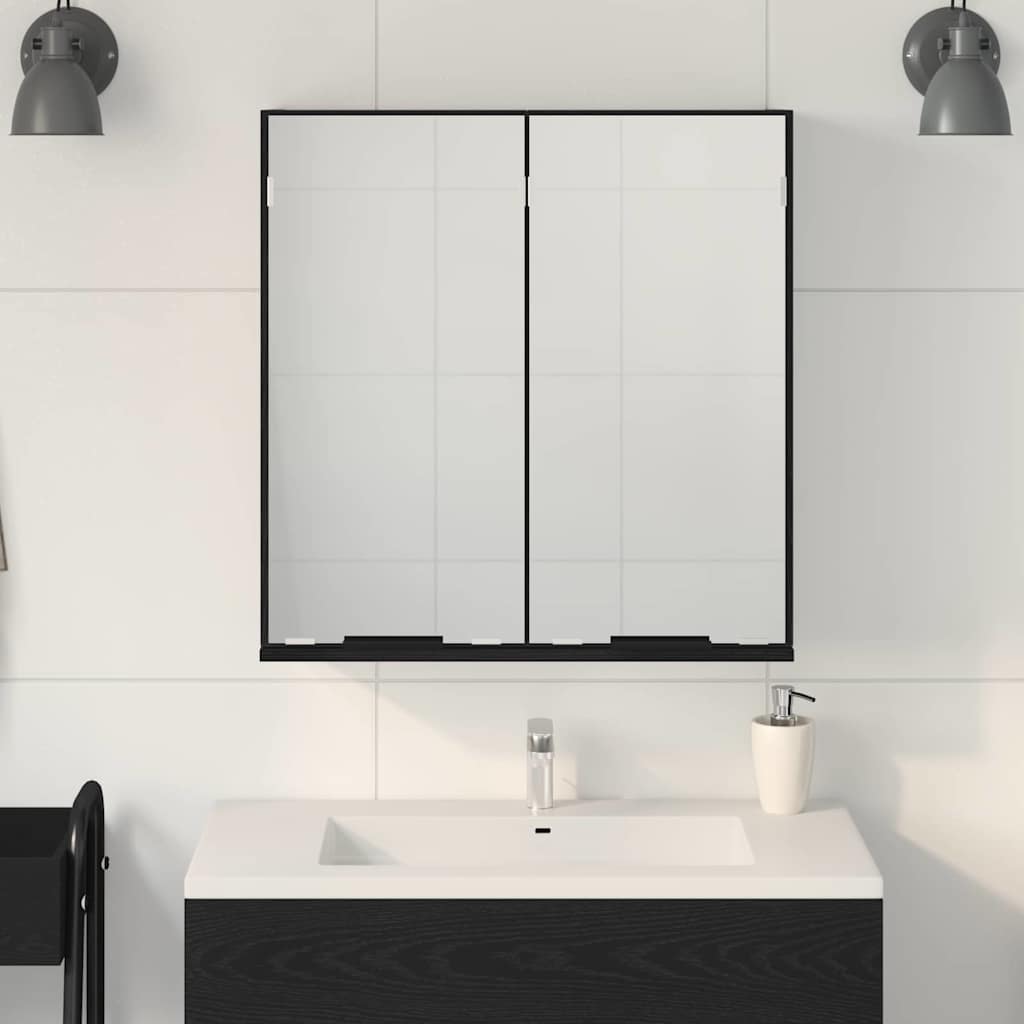 Bathroom Mirror Cabinet with Shelf Black oak 64 x 20 x 67 cm