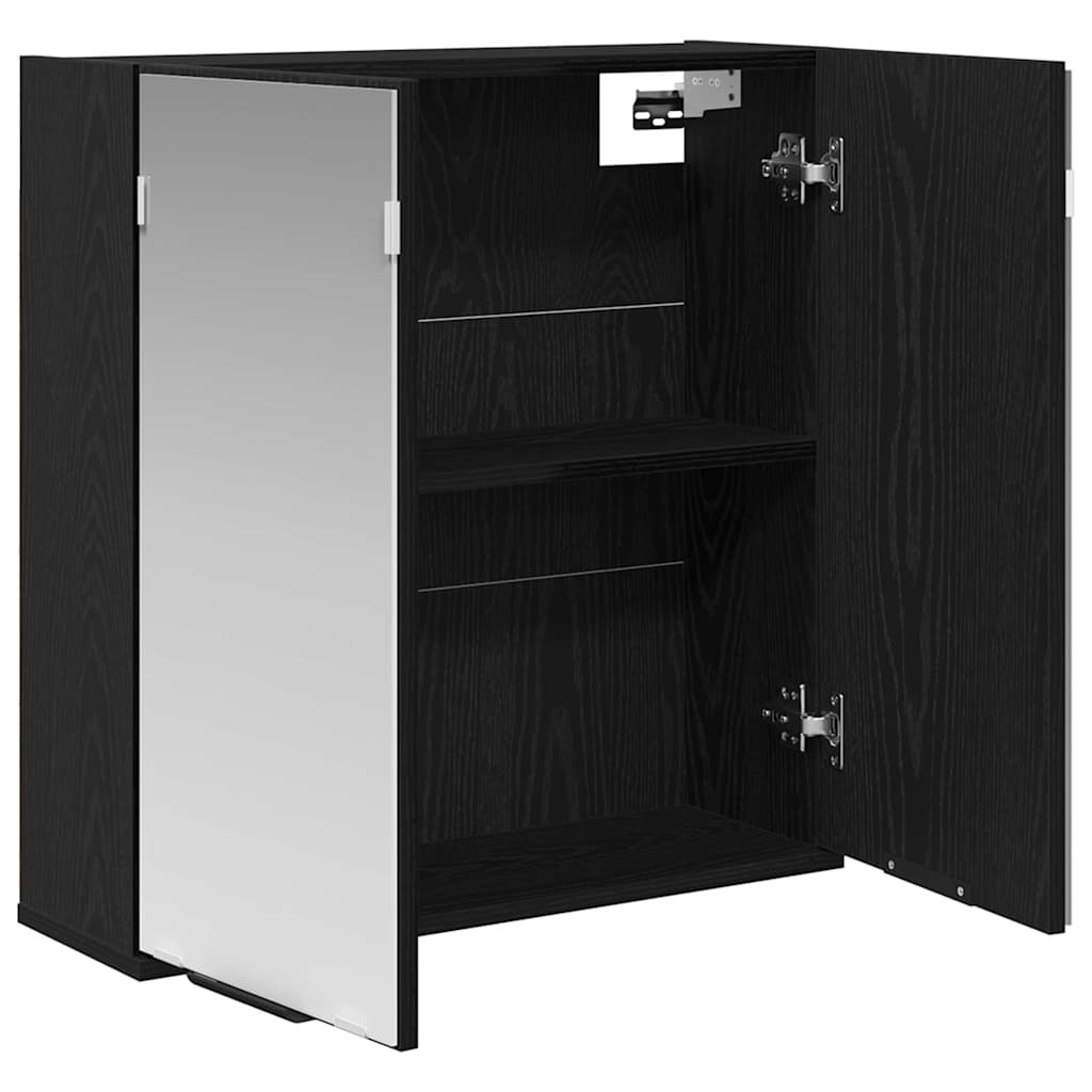 Bathroom Mirror Cabinet with Shelf Black oak 64 x 20 x 67 cm