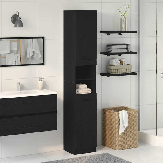 Bathroom Cabinet Black oak 61 x 61 x 188.5 cm Engineered Wood