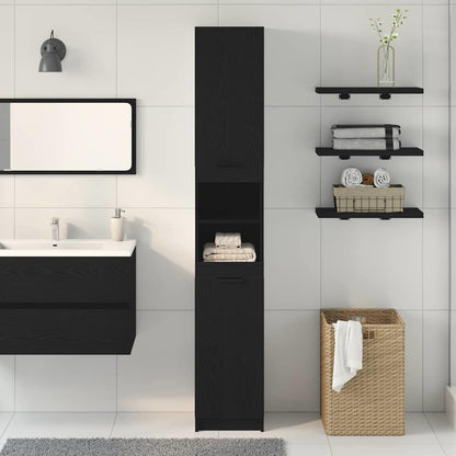 Bathroom Cabinet Black oak 61 x 61 x 188.5 cm Engineered Wood