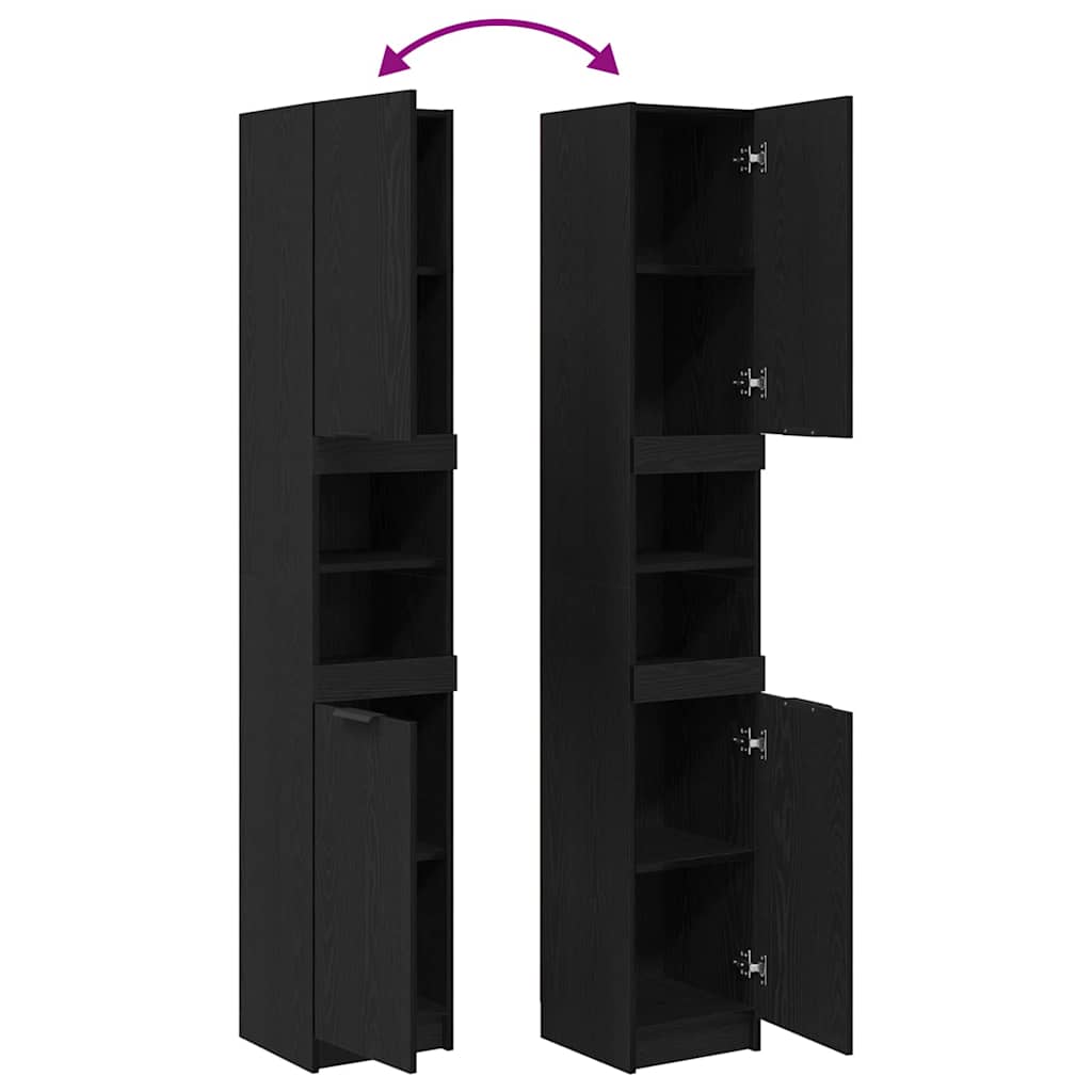 Bathroom Cabinet Black oak 61 x 61 x 188.5 cm Engineered Wood