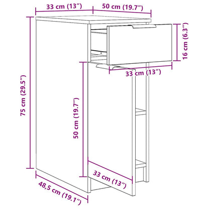 Desk Cabinet Black oak 33 x 50 x 75 cm Engineered Wood