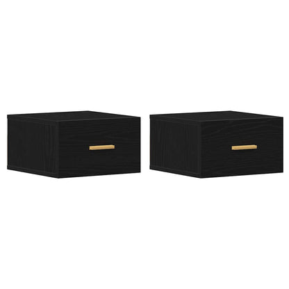 Wall-mounted Bedside Cabinet 2 pcs Black oak 35 x 35 x 20 cm