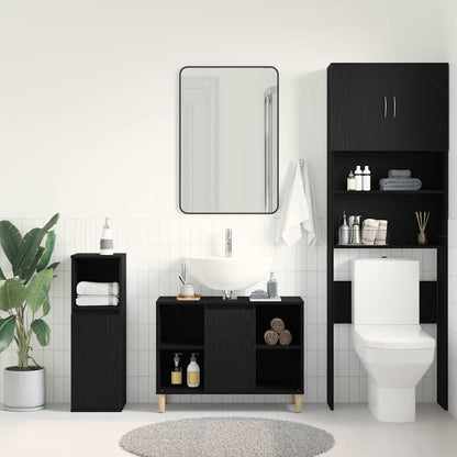 Sink Cabinet Black Oak 80x33x60 cm Engineered Wood
