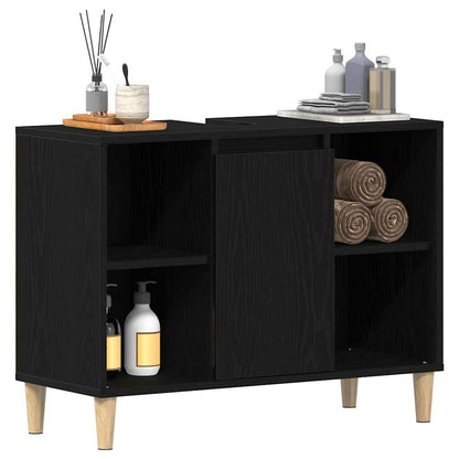 Sink Cabinet Black Oak 80x33x60 cm Engineered Wood