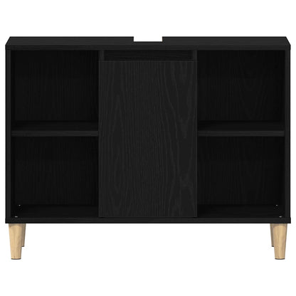 Sink Cabinet Black Oak 80x33x60 cm Engineered Wood