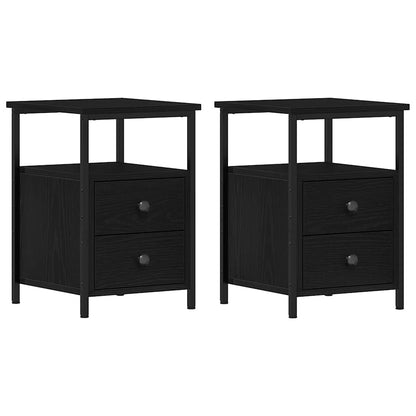 Bedside Cabinets 2 pcs Black Oak 34x35.5x50 cm Engineered Wood