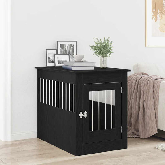 Dog Crate Furniture Black Oak 80x55x68 cm Engineered Wood