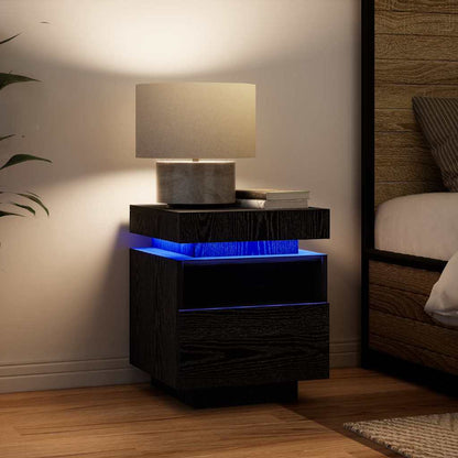 Bedside Cabinet Black oak 40 x 39 x 48.5 cm Engineered wood