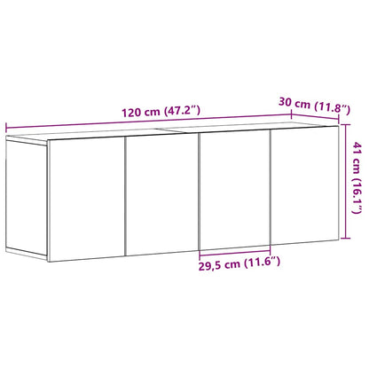 TV Cabinets 2 pcs Black Oak 120x30x41 cm Engineered Wood