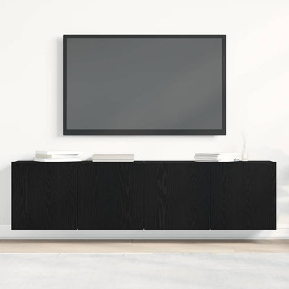 TV Cabinets 2 pcs Black Oak 160x30x41 cm Engineered Wood