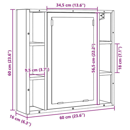 Bathroom Mirror Cabinet Artisan Oak 60x16x60 cm Engineered Wood