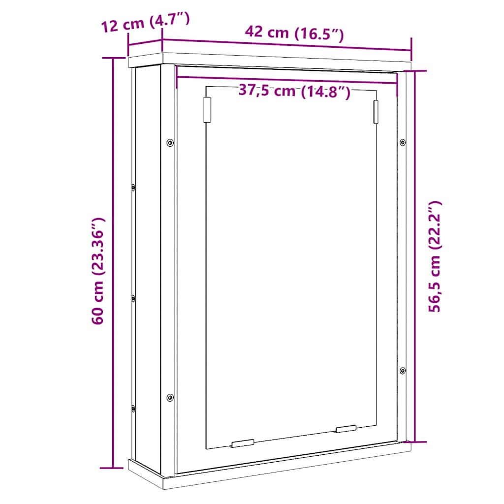 Bathroom Mirror Cabinet Artisan Oak 42x12x60 cm Engineered Wood