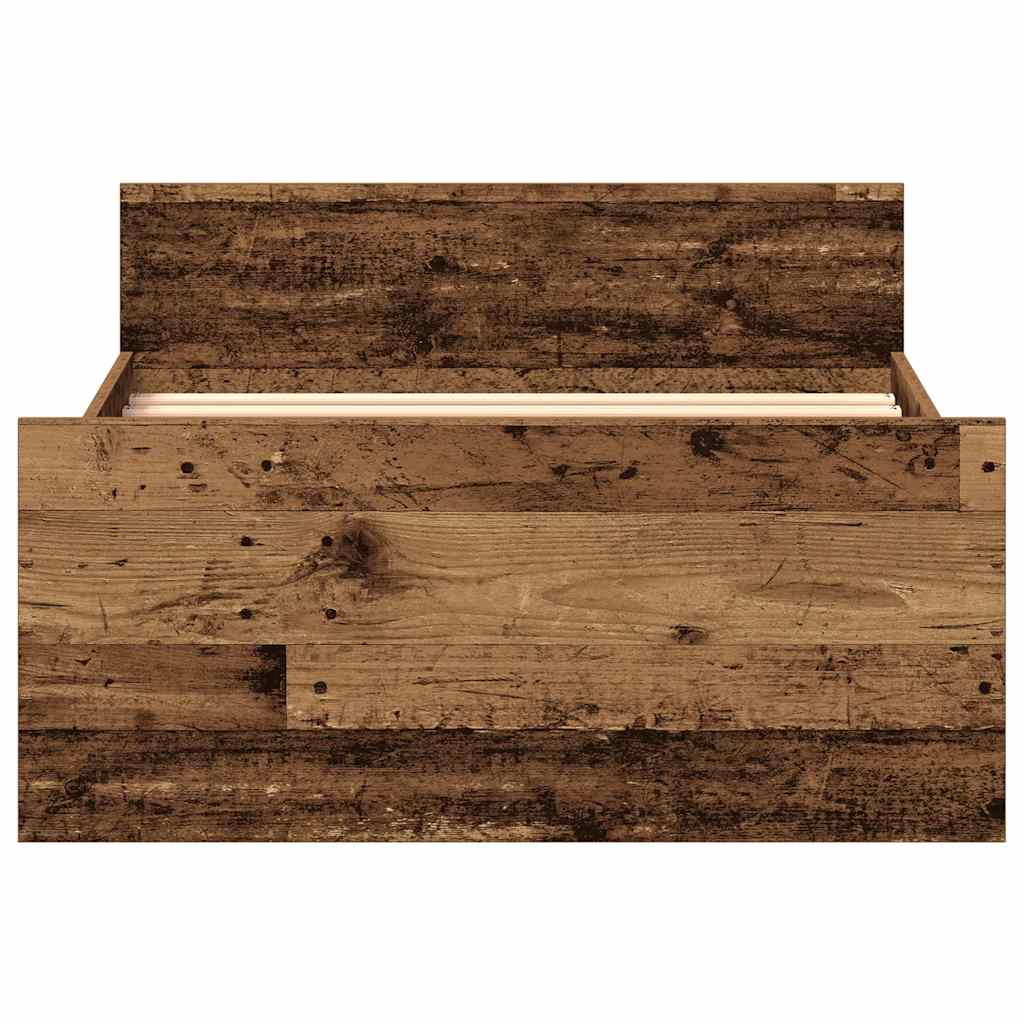 Bed Frame without Mattress Old Wood 75x190 cm Engineered Wood