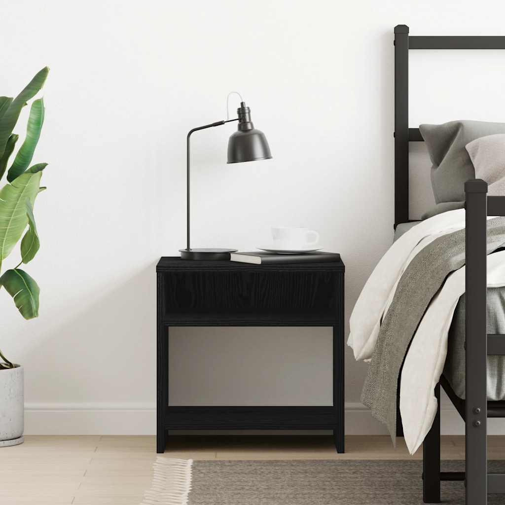 Bedside Cabinet Black Oak 40x30x40 cm Engineered Wood