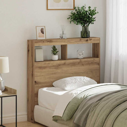 Headboard Cabinet with LED Artisan Oak 100x17x102 cm