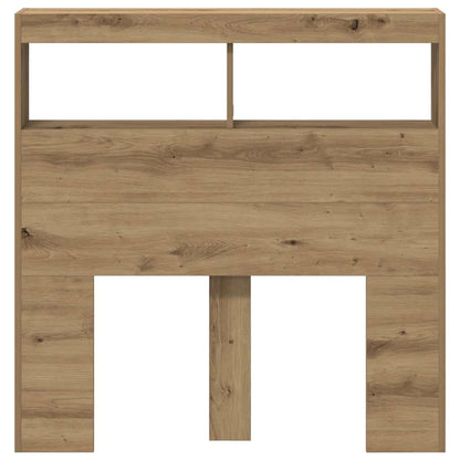Headboard Cabinet with LED Artisan Oak 100x17x102 cm