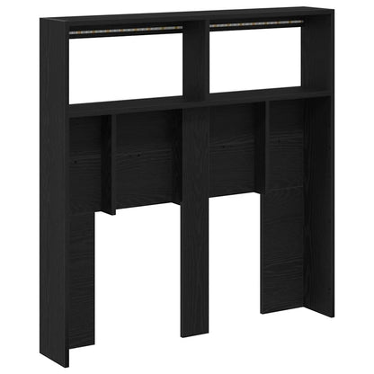 Headboard Cabinet with LED Black Oak 100x17x102 cm
