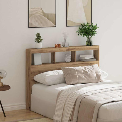 Headboard Cabinet with LED Artisan Oak 140x17x102 cm
