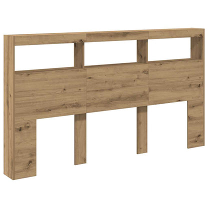 Headboard Cabinet with LED Artisan Oak 180x17x102 cm