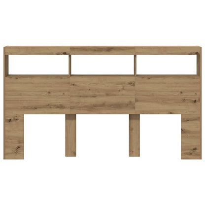 Headboard Cabinet with LED Artisan Oak 180x17x102 cm