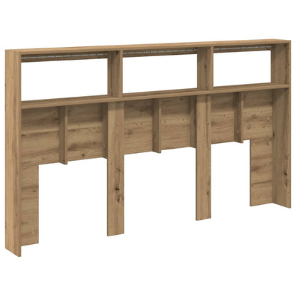 Headboard Cabinet with LED Artisan Oak 180x17x102 cm