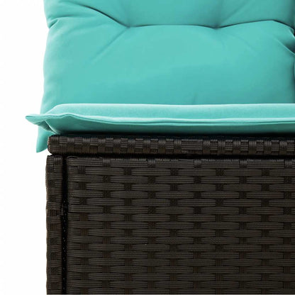 2 Piece Garden Sofa Set with Cushions Black Poly Rattan Acacia