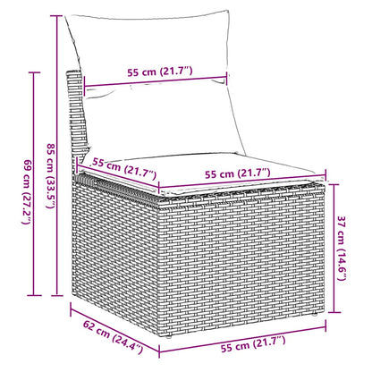 2 Piece Garden Sofa Set with Cushions Brown Poly Rattan Acacia