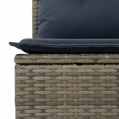 10 Piece Garden Sofa Set with Cushions Grey Poly Rattan Acacia