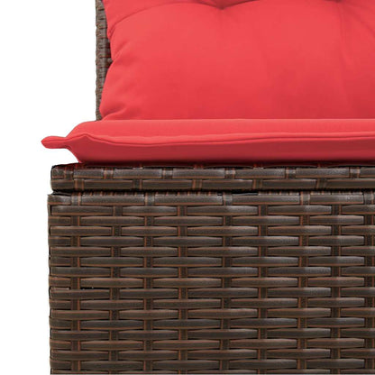 10 Piece Garden Sofa Set with Cushions Brown Poly Rattan Acacia