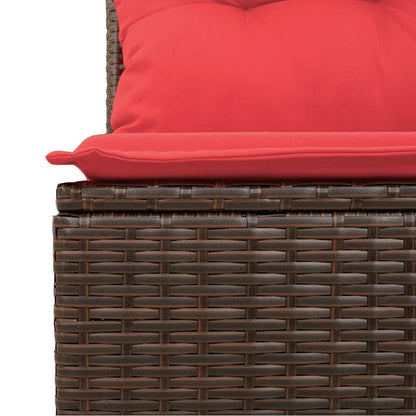11 Piece Garden Sofa Set with Cushions Brown Poly Rattan Acacia