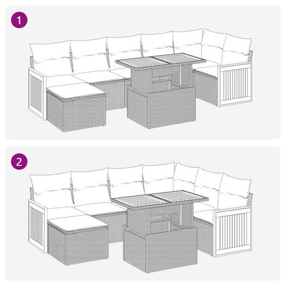 8 Piece Garden Sofa Set with Cushions Brown Poly Rattan Acacia