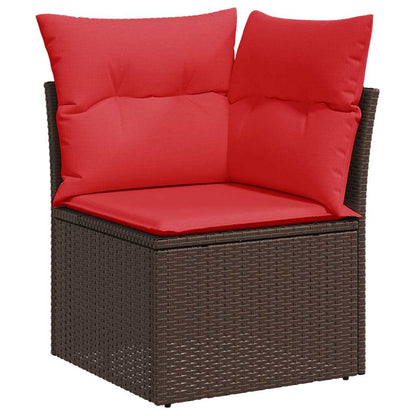 8 Piece Garden Sofa Set with Cushions Brown Poly Rattan