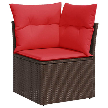 8 Piece Garden Sofa Set with Cushions Black Poly Rattan Acacia