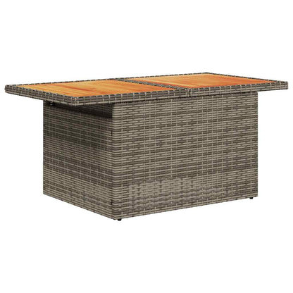 9 Piece Garden Sofa Set with Cushions Grey Poly Rattan Acacia