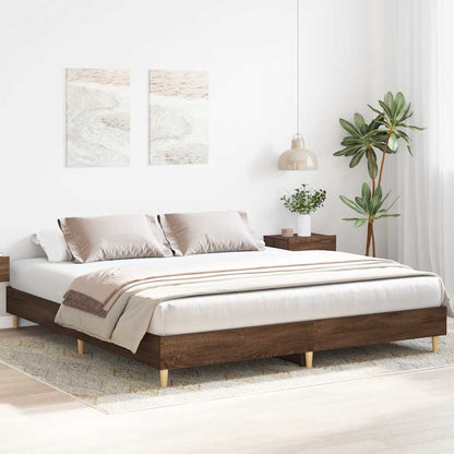 Bed Frame No Mattress Brown Oak 200x200 cm Engineered Wood