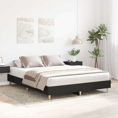Bed Frame No Mattress Black 150x200 cm King Size Engineered Wood