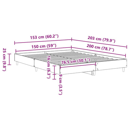 Bed Frame No Mattress Black 150x200 cm King Size Engineered Wood