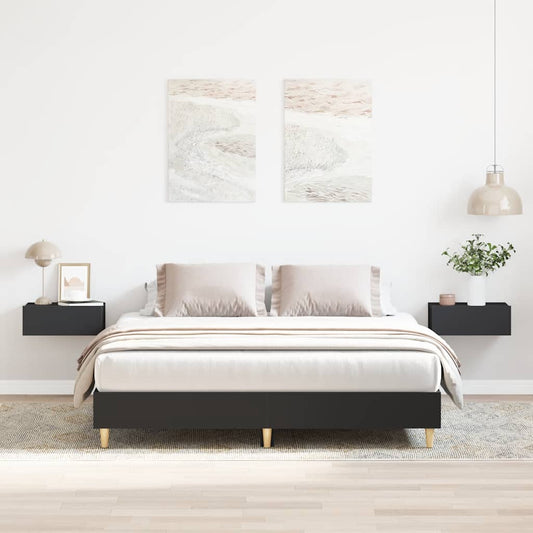 Bed Frame No Mattress Black 150x200 cm King Size Engineered Wood