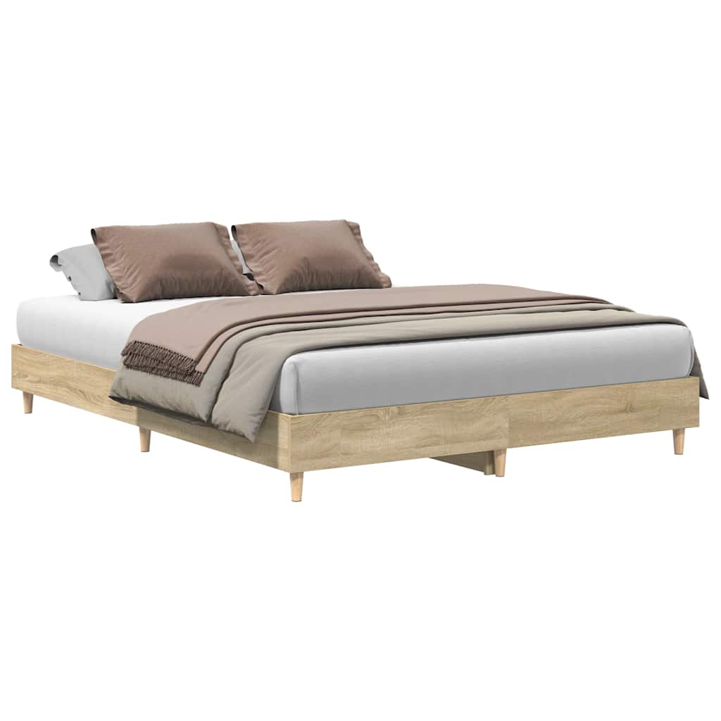 Bed Frame No Mattress Sonoma Oak 150x200 cm King Size Engineered Wood