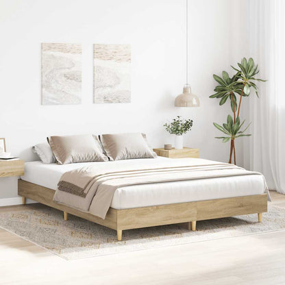 Bed Frame No Mattress Sonoma Oak 150x200 cm King Size Engineered Wood