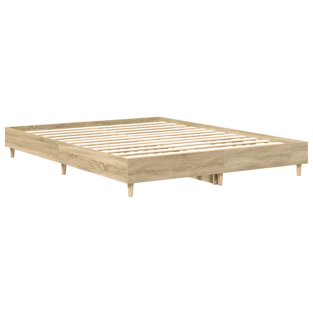 Bed Frame No Mattress Sonoma Oak 150x200 cm King Size Engineered Wood