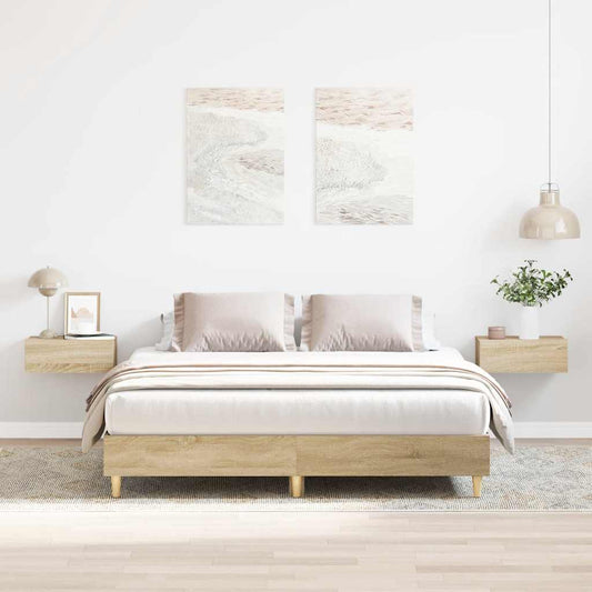 Bed Frame No Mattress Sonoma Oak 150x200 cm King Size Engineered Wood