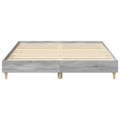 Bed Frame No Mattress Grey Sonoma 150x200 cm King Size Engineered Wood