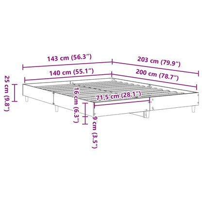 Bed Frame No Mattress Smoked Oak 140x200 cm Engineered Wood