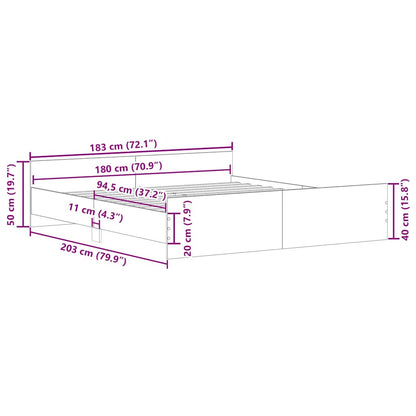 Bed Frame without Mattress Artisan Oak 180x200cm Engineered Wood