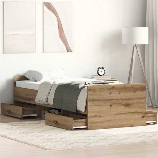 Bed Frame without Mattress Artisan Oak 100x200cm Engineered Wood