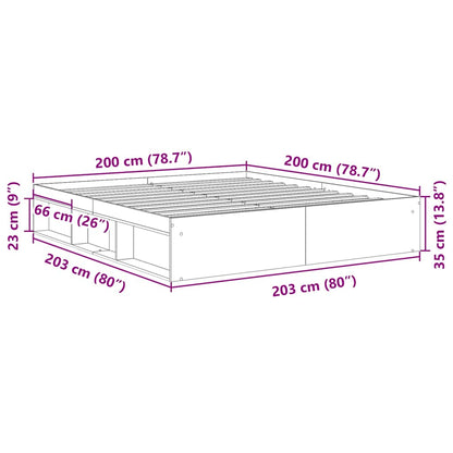 Bed Frame without Mattress Old Wood 200x200cm Engineered Wood